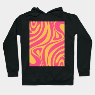 New Groove Retro Abstract Pattern Vertical in Hot Pink and Mustard Yellow Hoodie